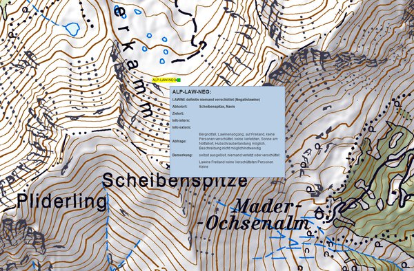 Negativlawine an die Leitstelle Tirol melden